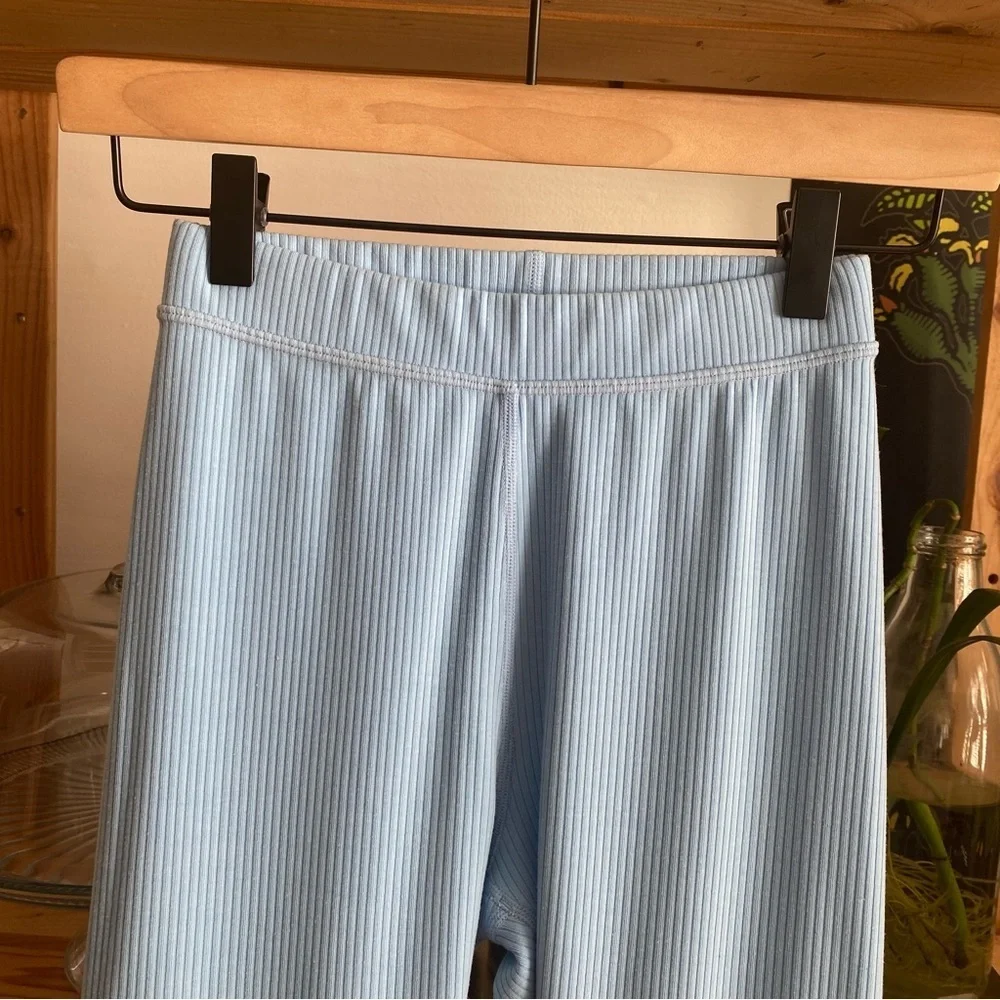 ALO Yoga Light Blue Ribbed High-Waist 7/8 Blissful Legging XXS